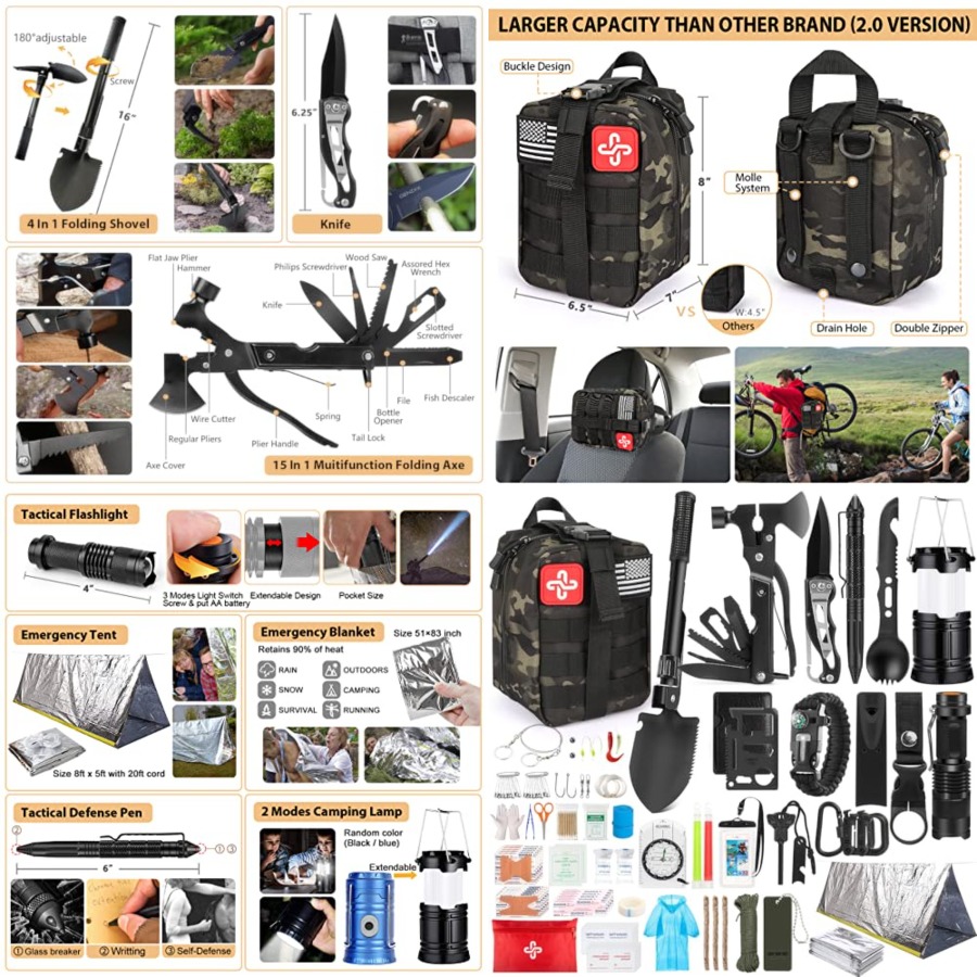 Survival Kit, 250Pcs Survival  – First Aid Bag Kit Bewertung und Preis