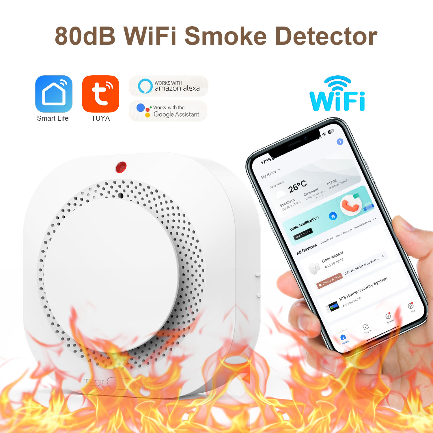 WiFi Fire Protection Smoke Sen – Smoke Detector Interconnected Bewertung und Preis